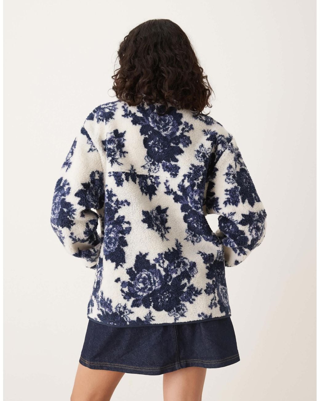 ASOS Blue Zip Through Borg Fleece