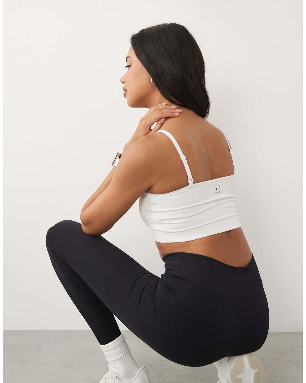 4505 White Active Light Support Bandeau Sports Bra With Removable Straps