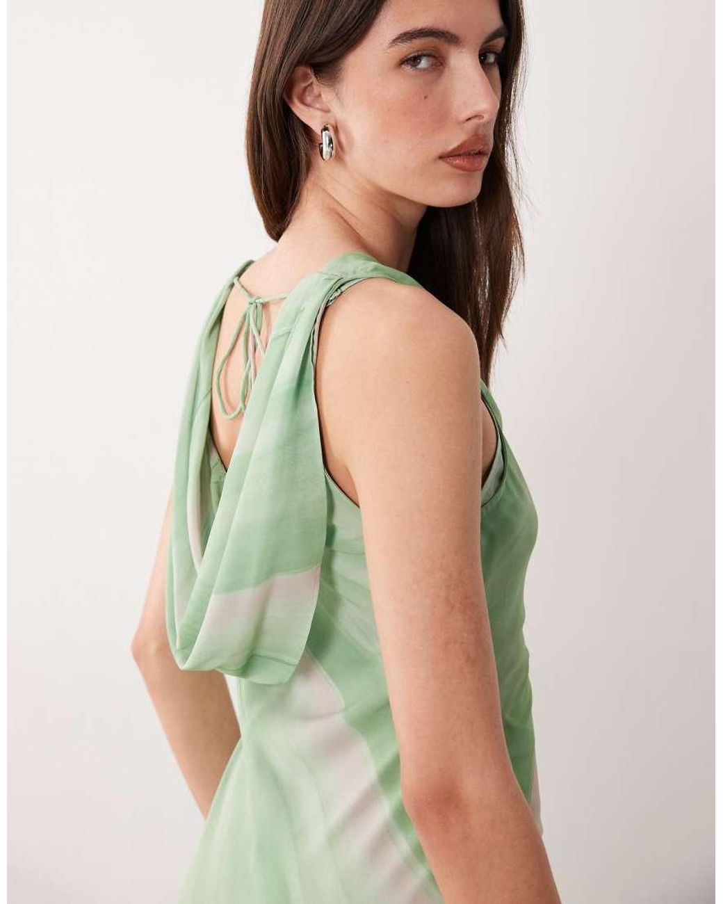 ASOS Green Sleeveless Cowl Neck Maxi Dress With Frill Hem