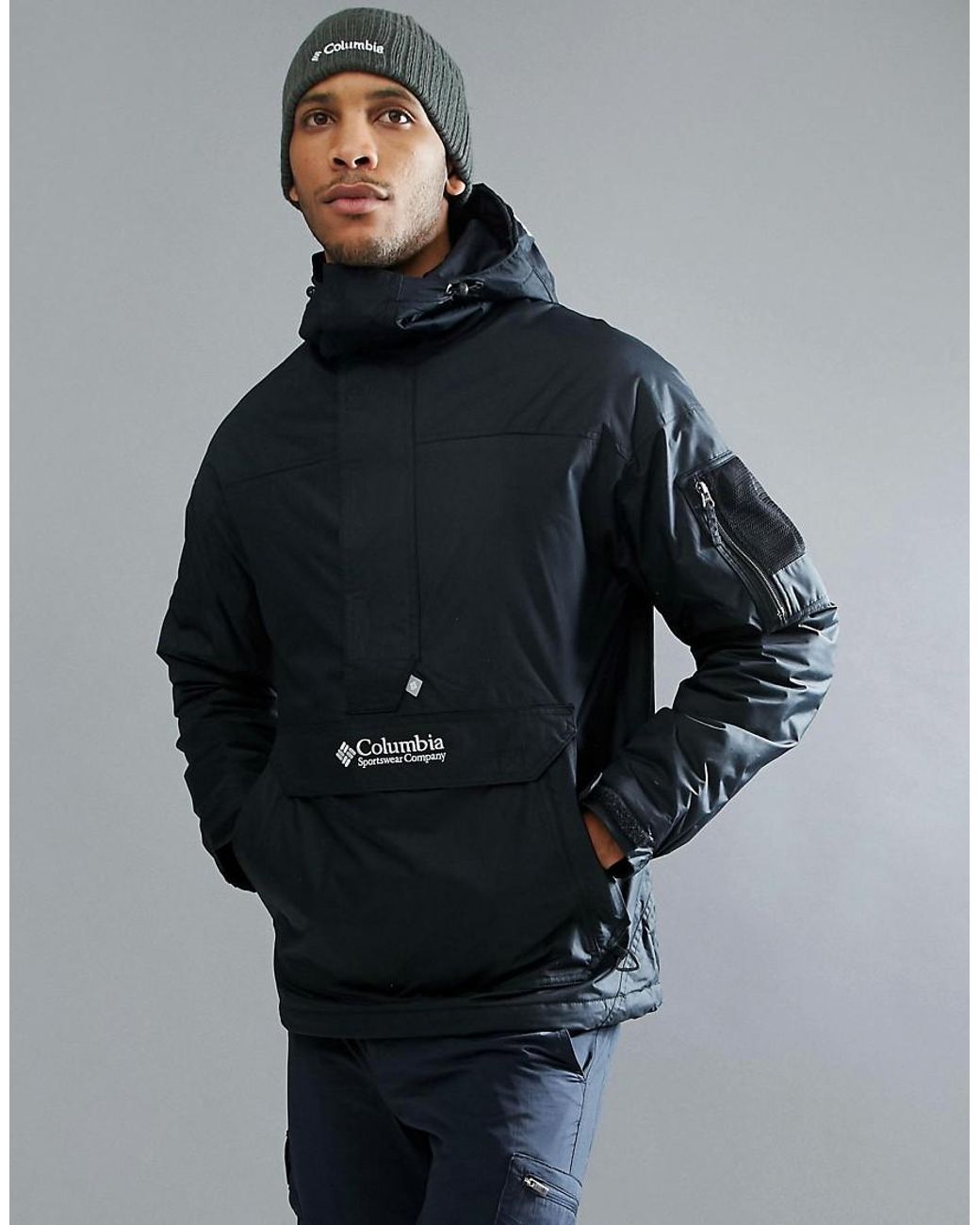 Columbia Challenger Pullover Jacket Hooded Insulated in Black for