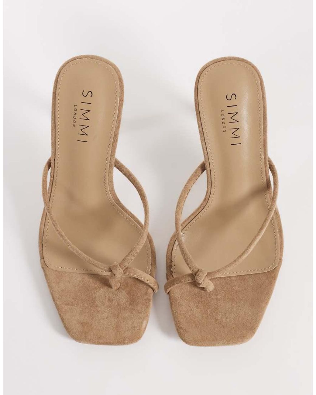 SIMMI Natural Simmi London Wide Fit Ortega Heeled Mule Sandals