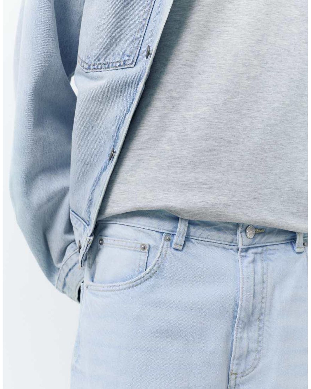 Pull&Bear Blue baggy Denim Bermuda Shorts for men