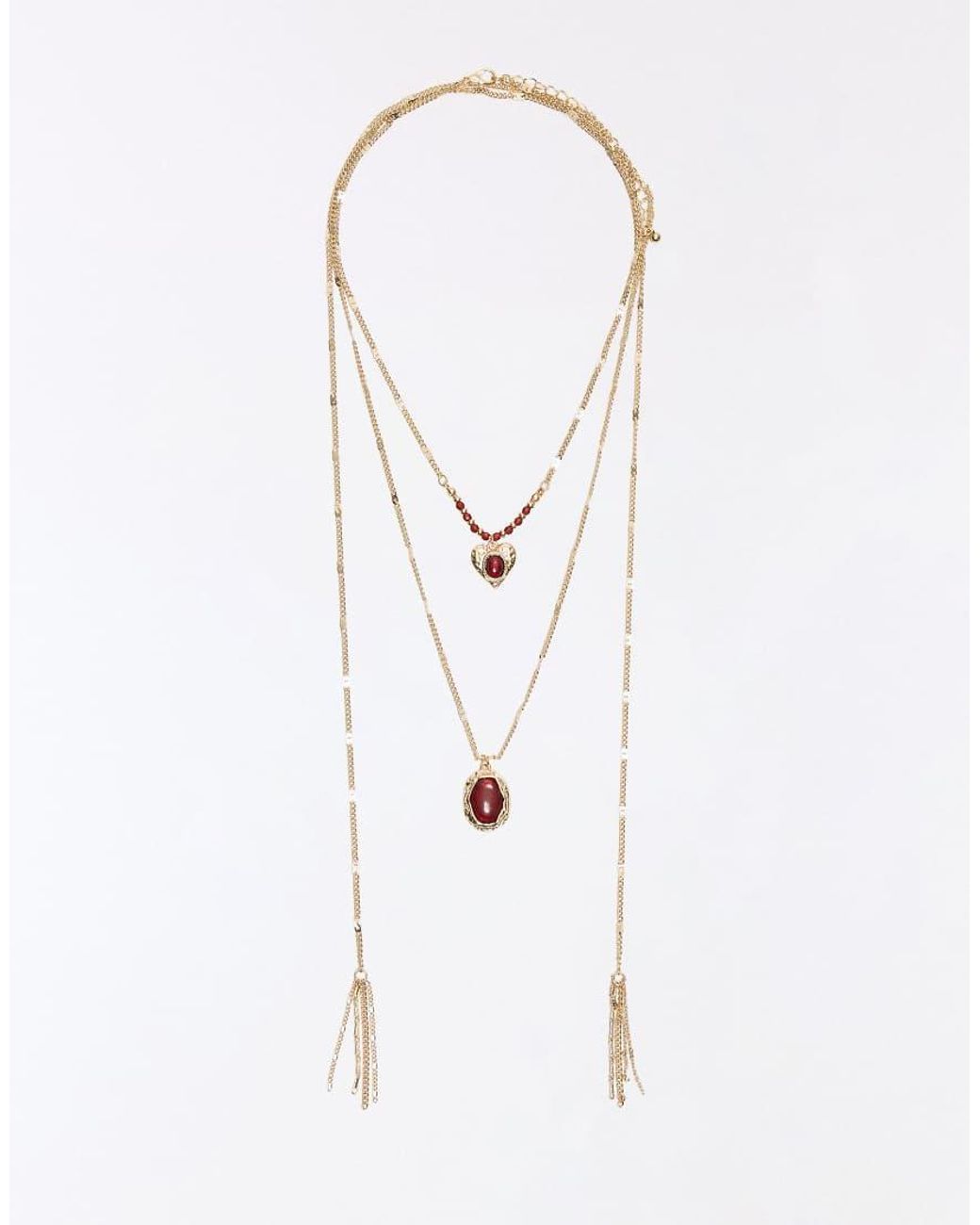 Bershka Brown Beaded Necklace Pack