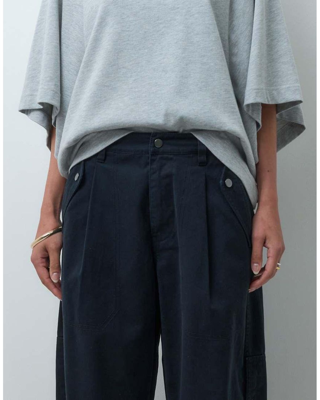 ASOS Gray Casual Utility Trouser With Pocket Detail