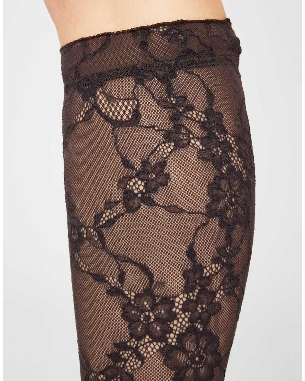Calzedonia Black Floral Lace Knee-High Socks
