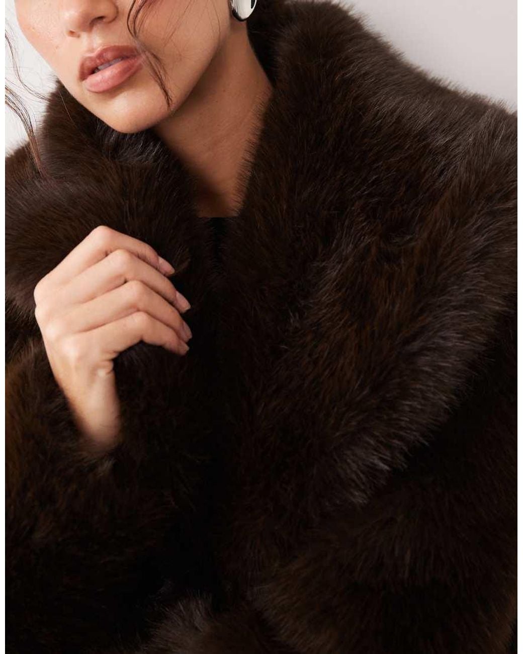 4th & Reckless Black Faux Fur Oversized Collar Jacket