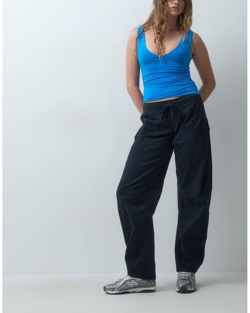Hollister Blue Uy2k Low Rise Flared Utility Trousers
