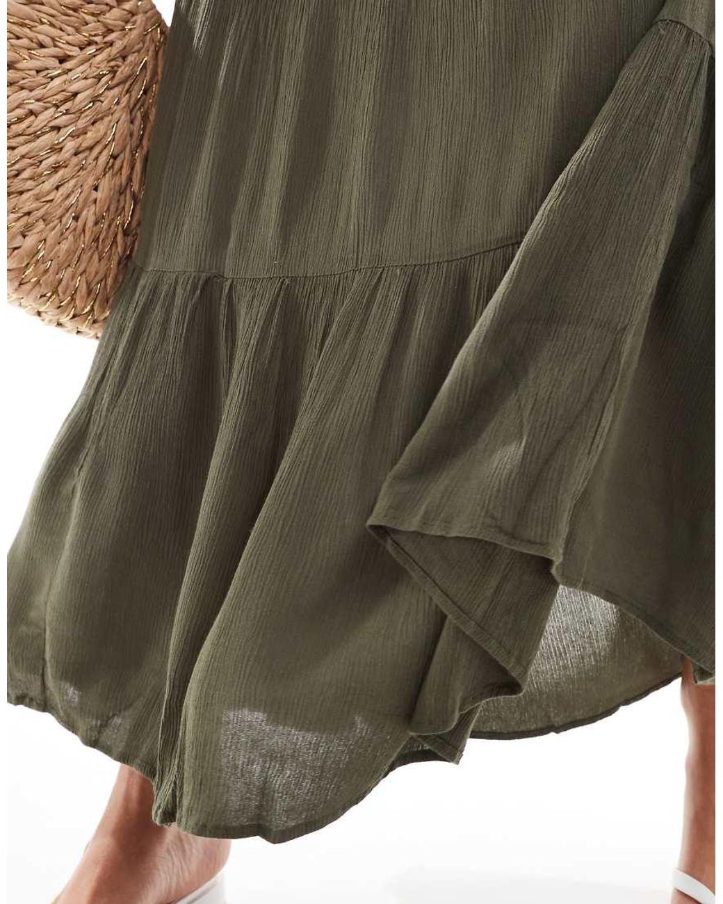 ONLY Green Tiered Maxi Skirt