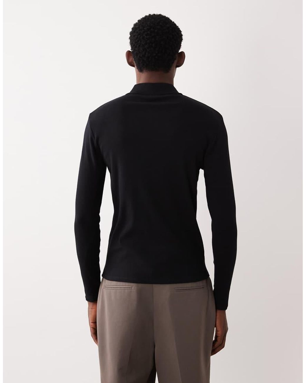 ASOS Blue Muscle Fit Long Sleeve Polo for men