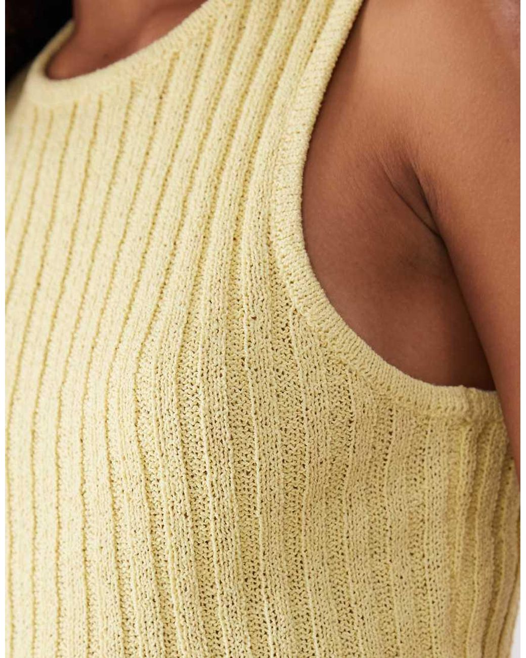ASOS Yellow Ribbed Racer Boucle Tank Top