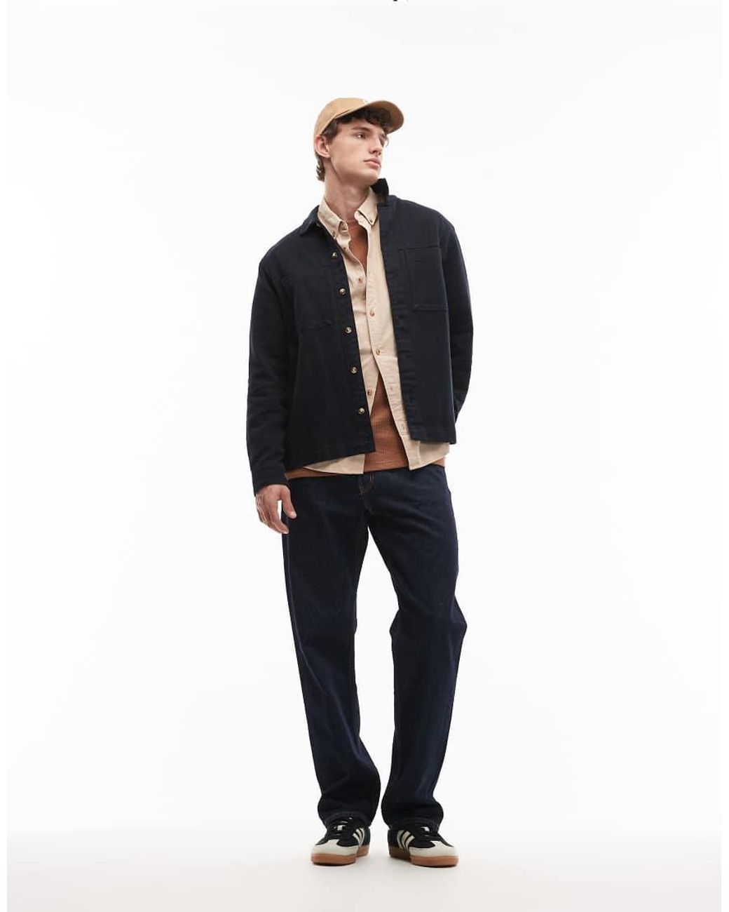 ASOS Blue Heavyweight Cotton Twill Overshirt for men