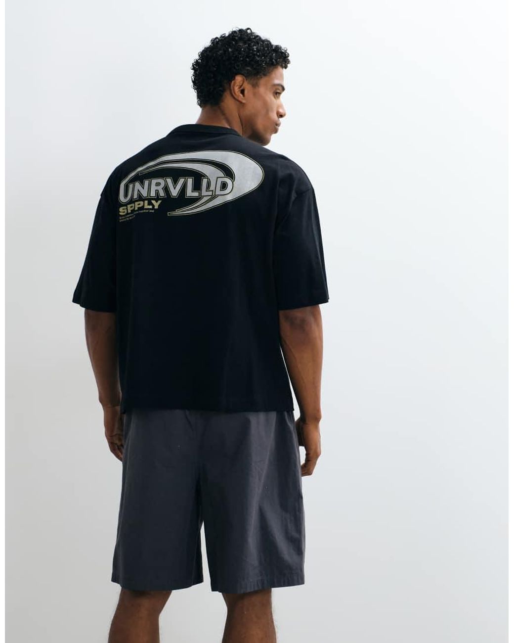 ASOS Blue Boxy Oversized T-shirt With Streetwear Graphic for men