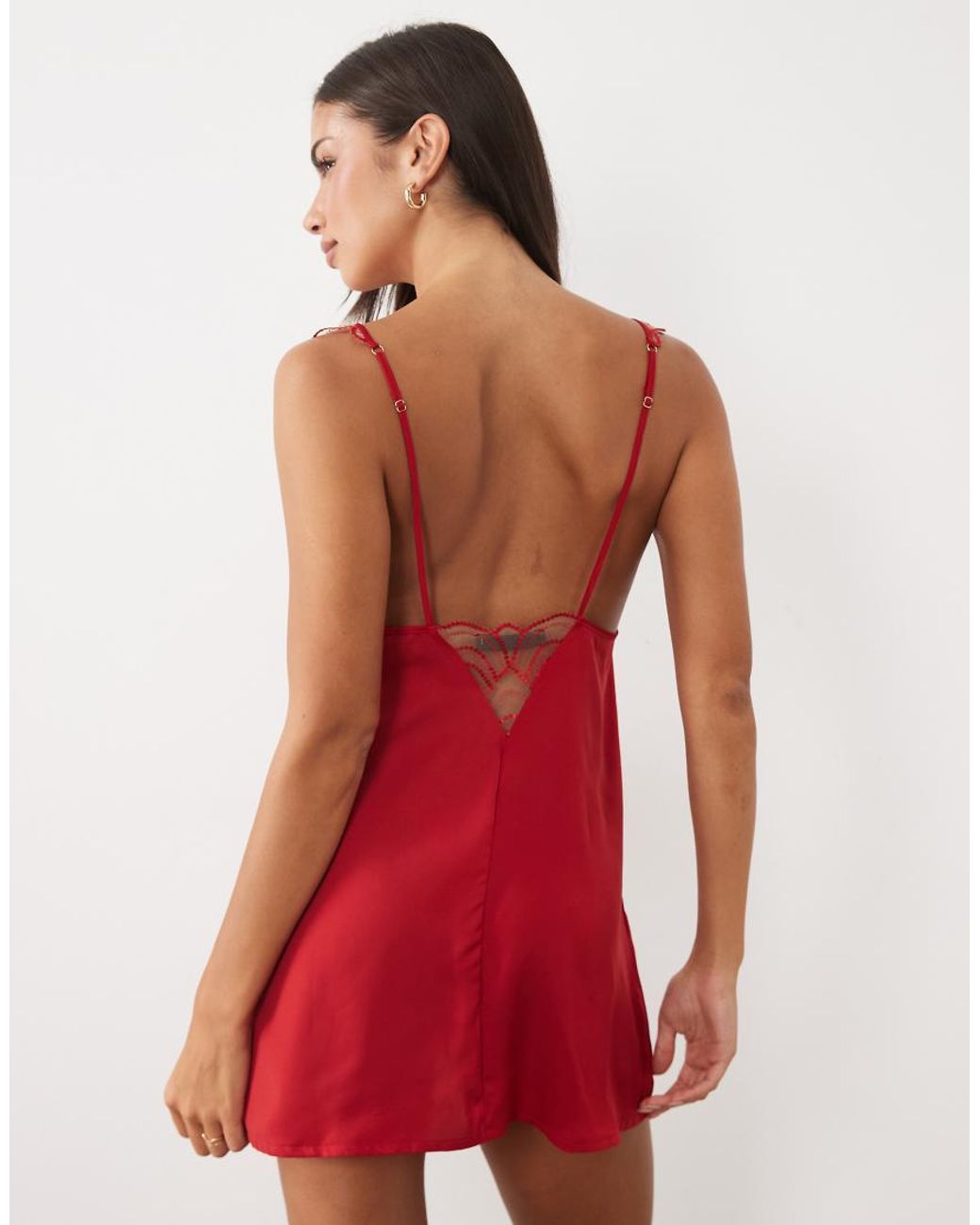 Bluebella Red Soraya Satin Slip With Mesh Detail