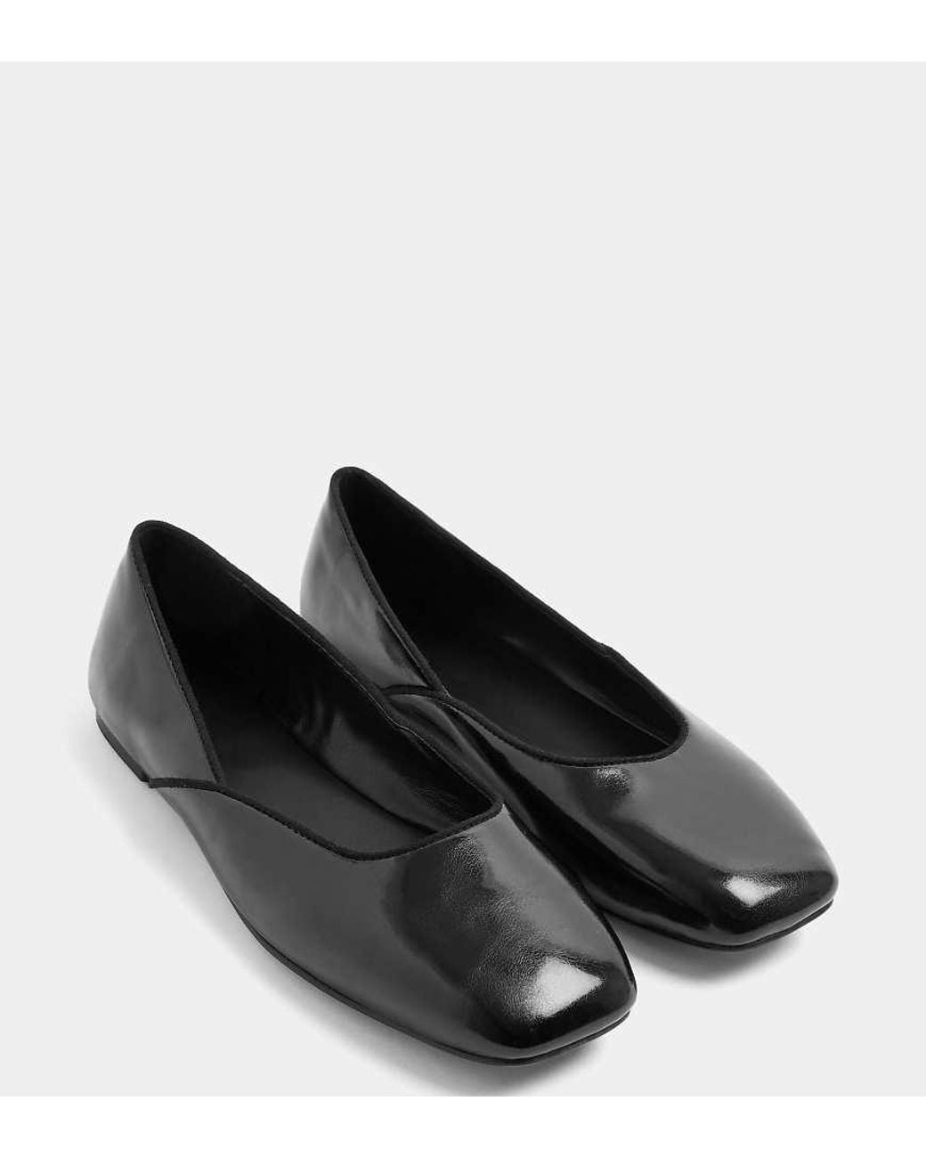Yours Clothing Black Wide Fit Square Toe Ballet Pumps