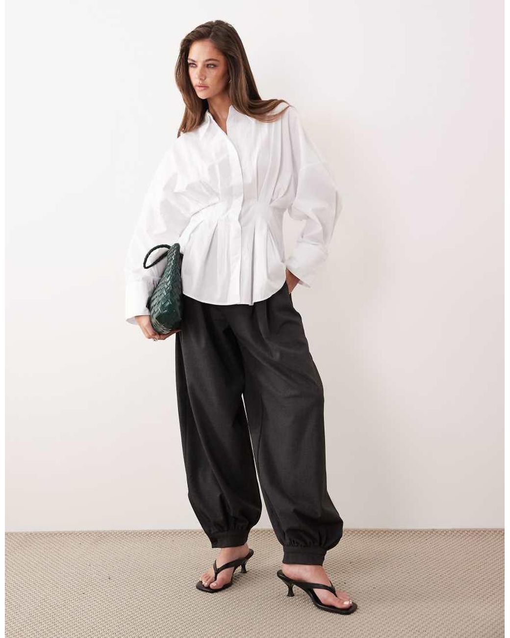 ASOS White Pleated Waist Shirt