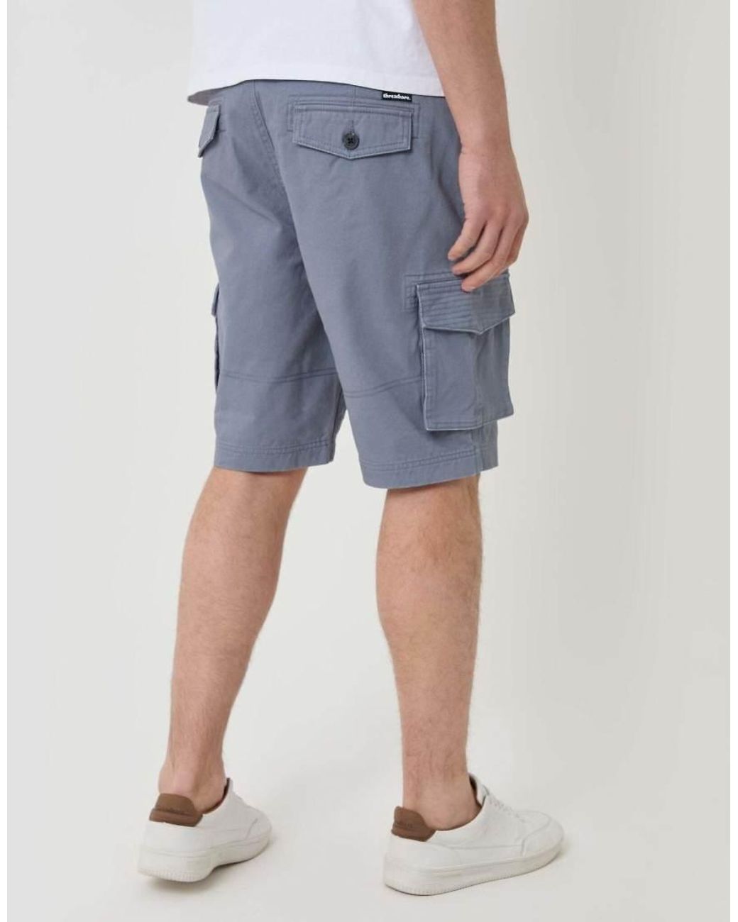 Threadbare Blue Cotton 'Bute' Cargo Shorts for men