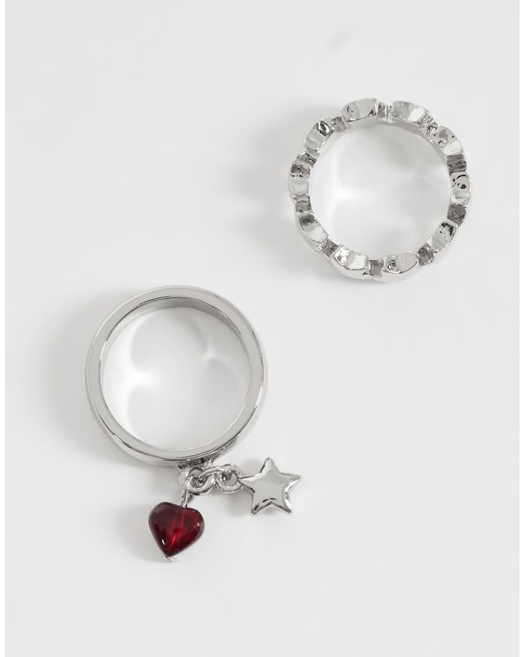 Reclaimed Vintage White Two Pack Of Star Rings