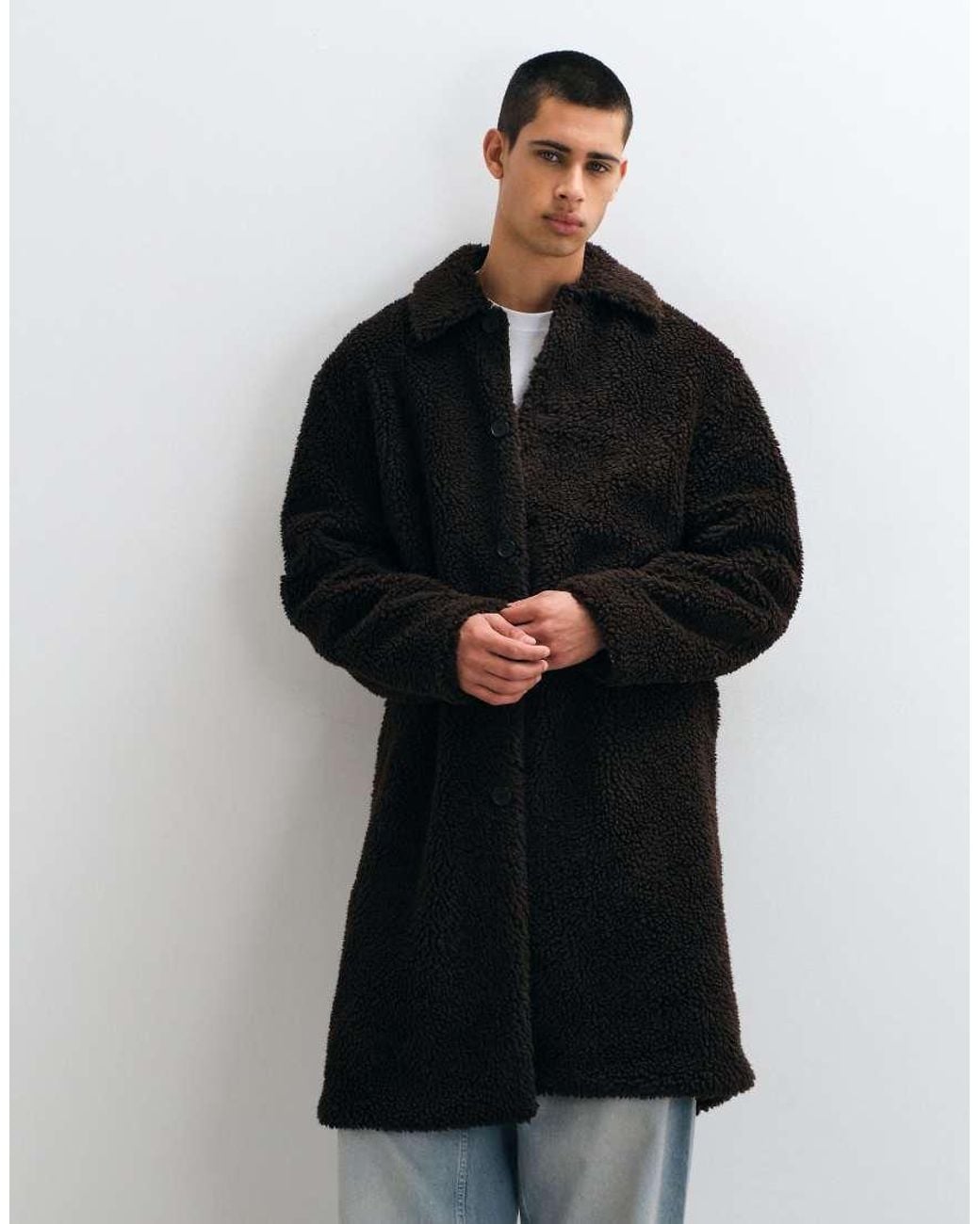 ASOS Blue Longline Overcoat for men