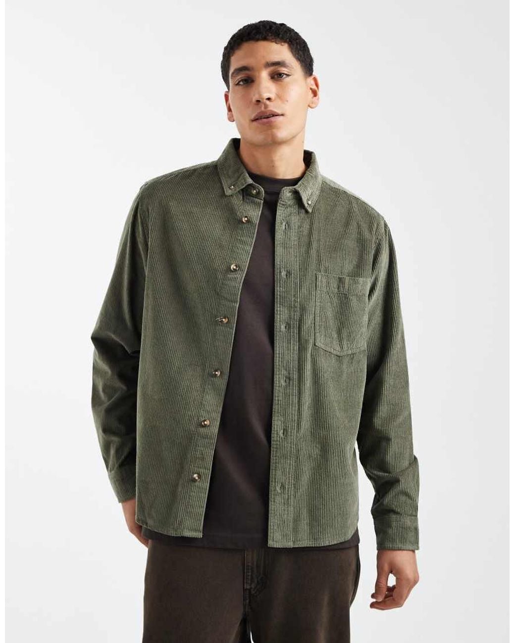 ASOS Green Regular Fit Cord Shirt for men