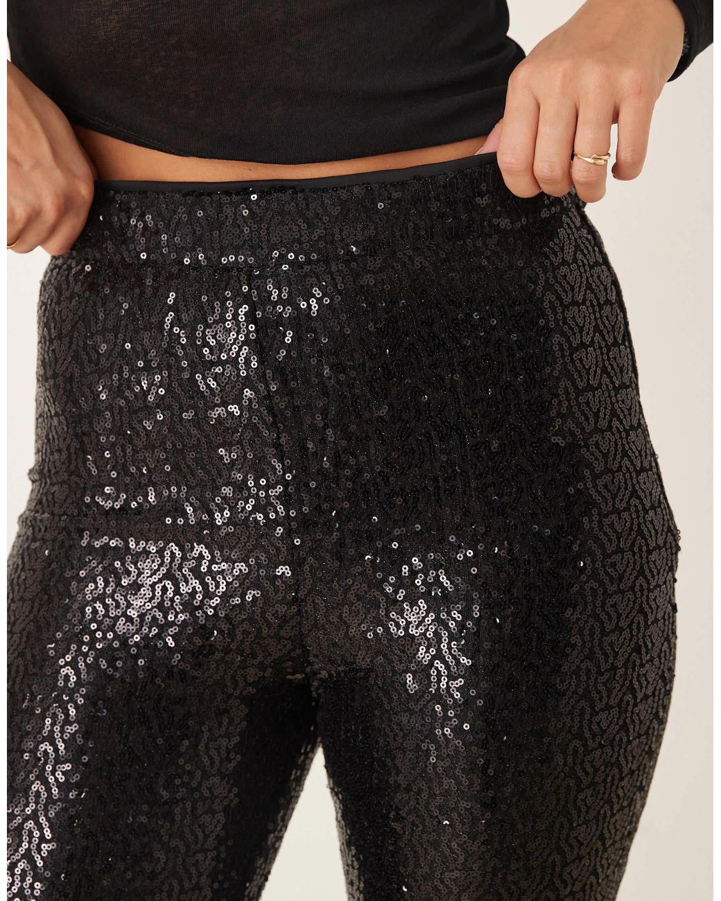 ASOS Black Tailored Sequin Capri Trousers