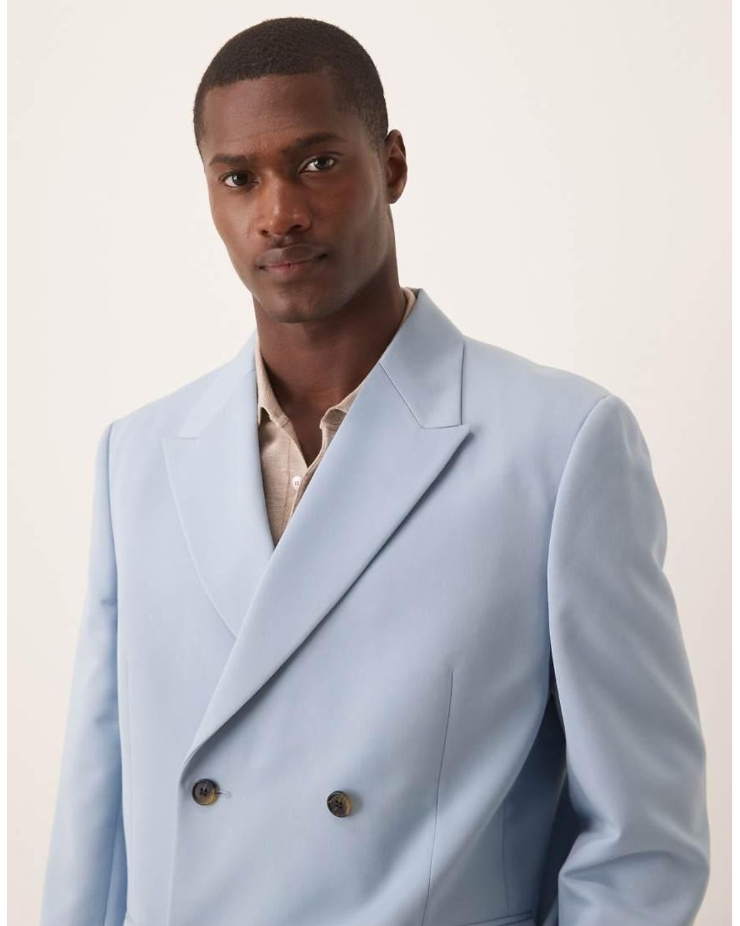 ASOS White Relaxed Double Breasted Suit Jacket for men