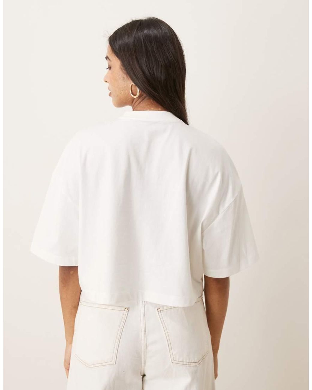 Calvin Klein White Heritage Logo Cropped Boxy T-shirt
