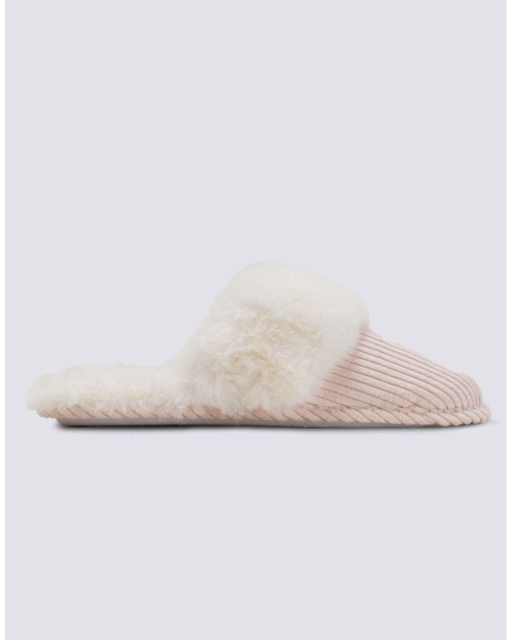Boux Avenue Pink Cosy Soft Teddy Embroidered Fluffy Mule Slippers