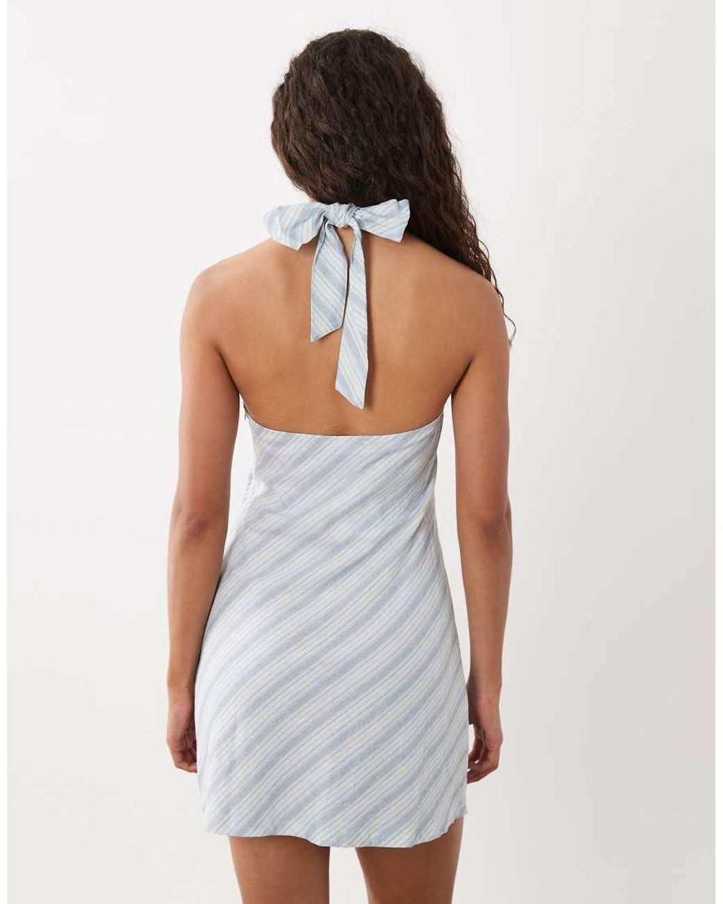Cotton On White Linen Halterneck Dress