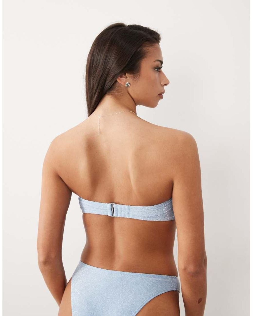 South Beach Blue Glitter Bandeau Bikini Top