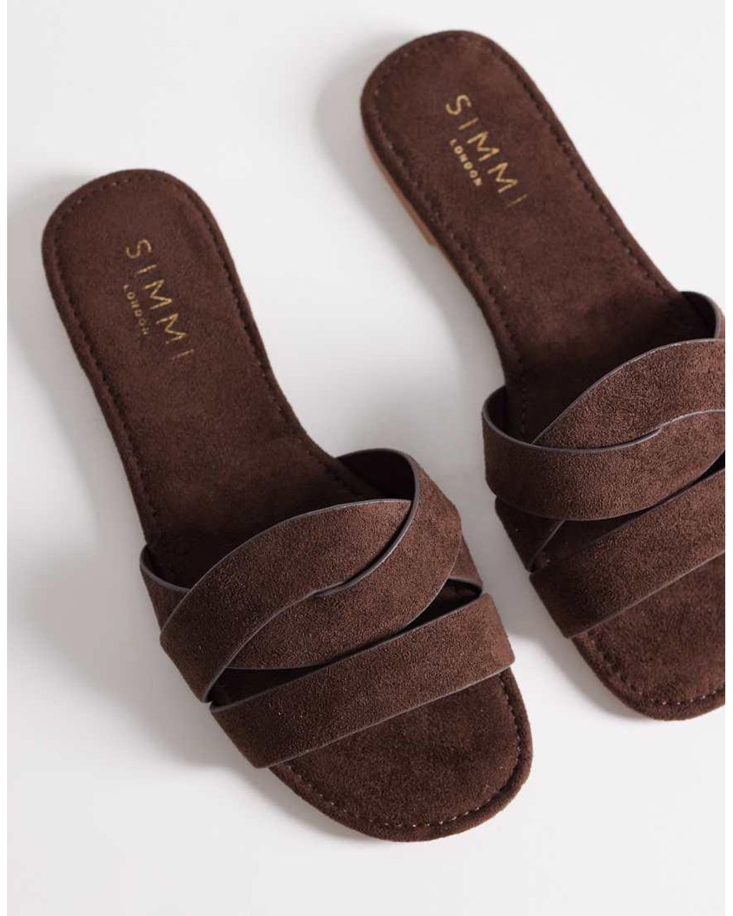 SIMMI Brown Simmi London Wide Fit Jade Flat Sandals