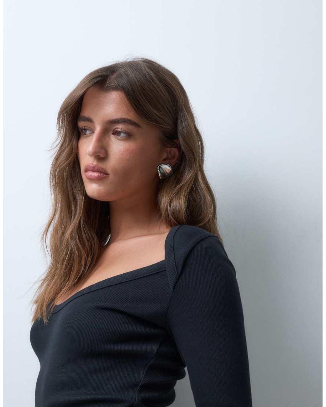 ASOS Blue Sweetheart Rib Mini Dress