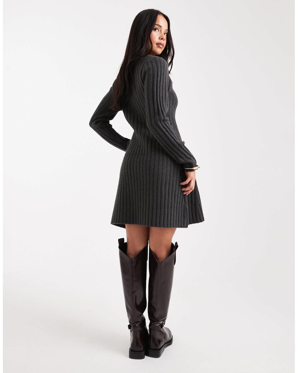 ASOS Black Knitted Structured Mini Dress