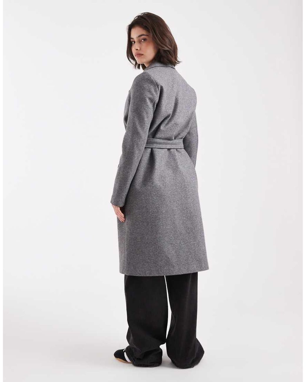 Vero Moda Gray Belted Formal Midi Coat