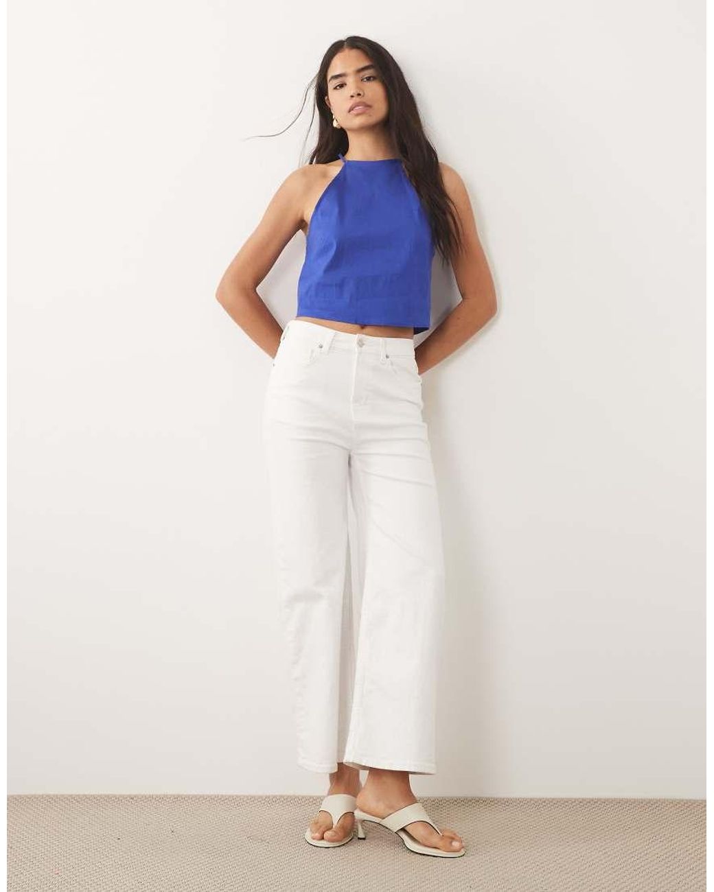 Top Allacciato Al Collo di Mango in Blue
