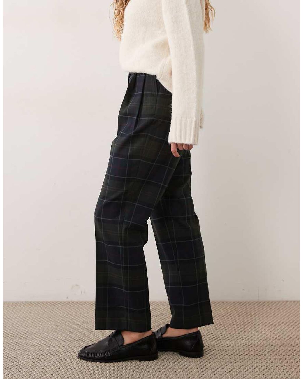 Barbour Natural Delilah Straight Leg Tartan Check Trousers