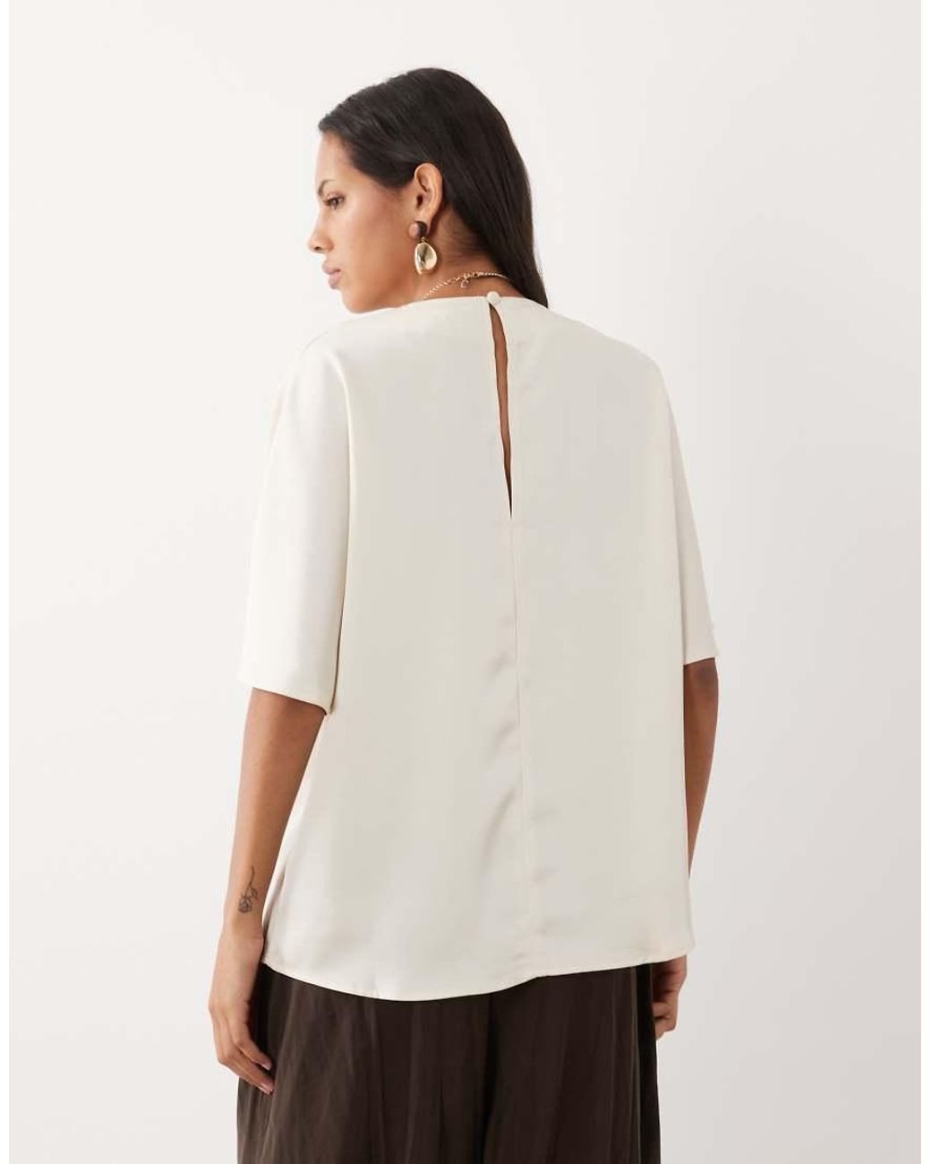 Pretty Lavish White Breya Satin Boxy Top