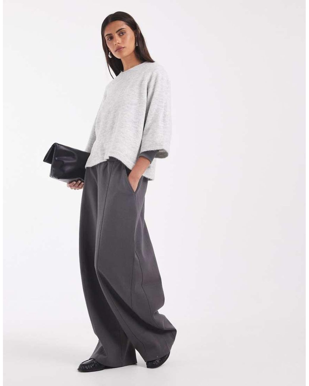 ONLY Gray Cropped Knitted T-Shirt
