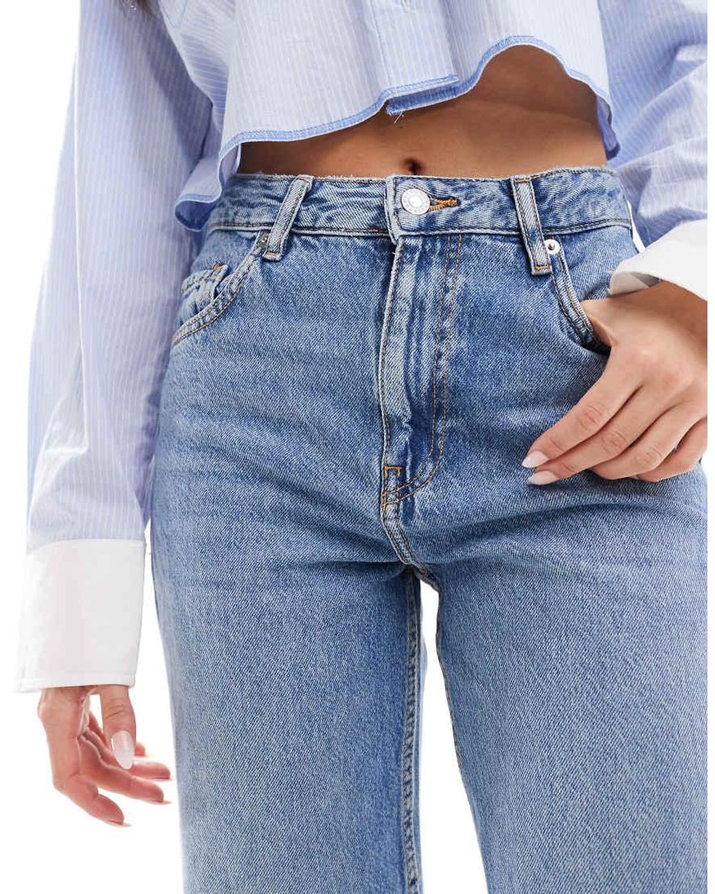 Mango Blue Danila Raw Hem Straight Leg Jeans