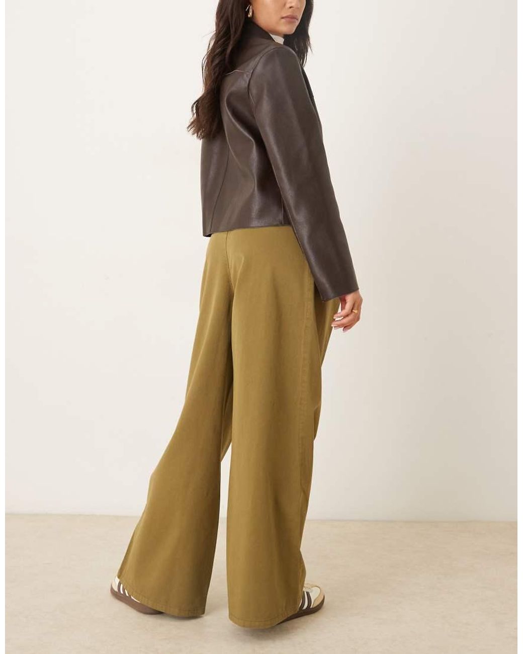 ASOS Natural Paper Touch Trouser With Fold Over Tie Front