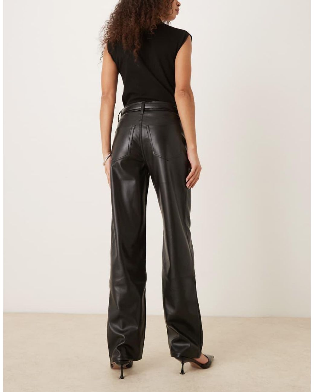 Abercrombie & Fitch Natural Faux Leather High Rise 90s Relaxed Trousers