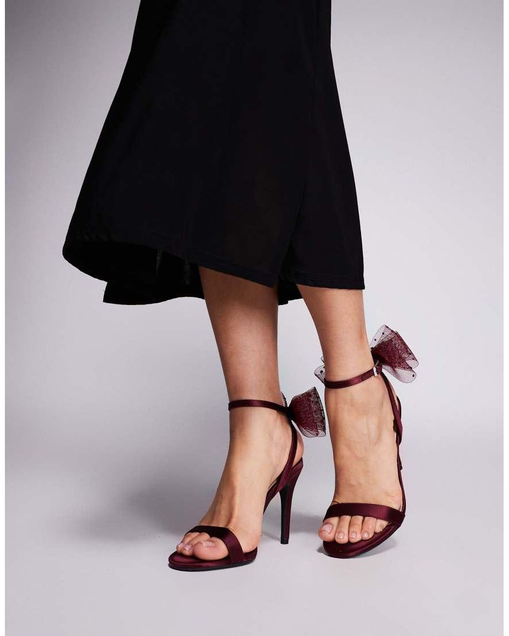 New Look Black Mesh Bow Heeled Sandals