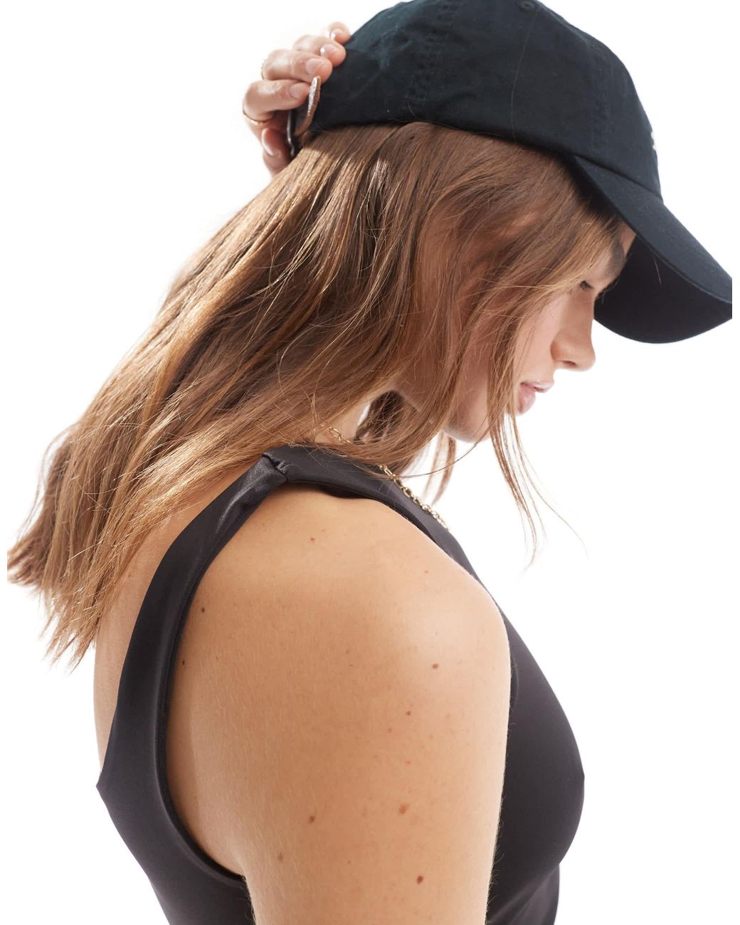 Pieces Black Seamless Slinky Reversible Singlet Top