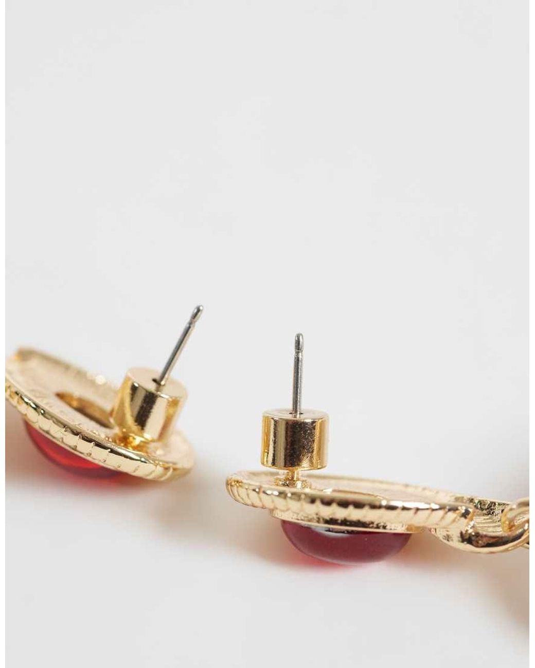 ASOS Metallic Pendant Earrings With Stone-settings