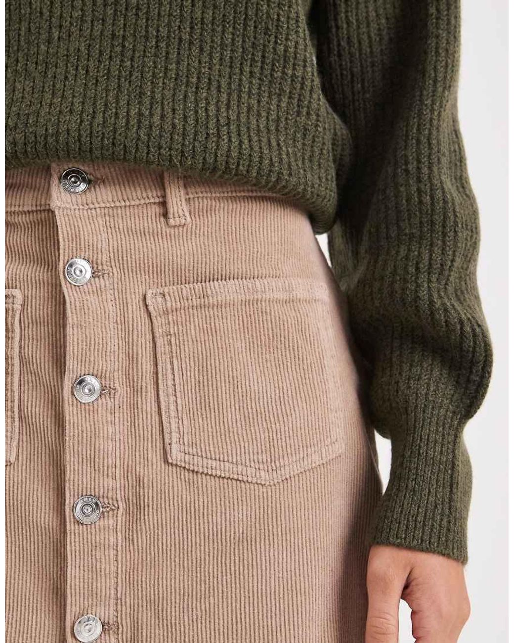 ONLY Green High Waist Corduroy Skirt