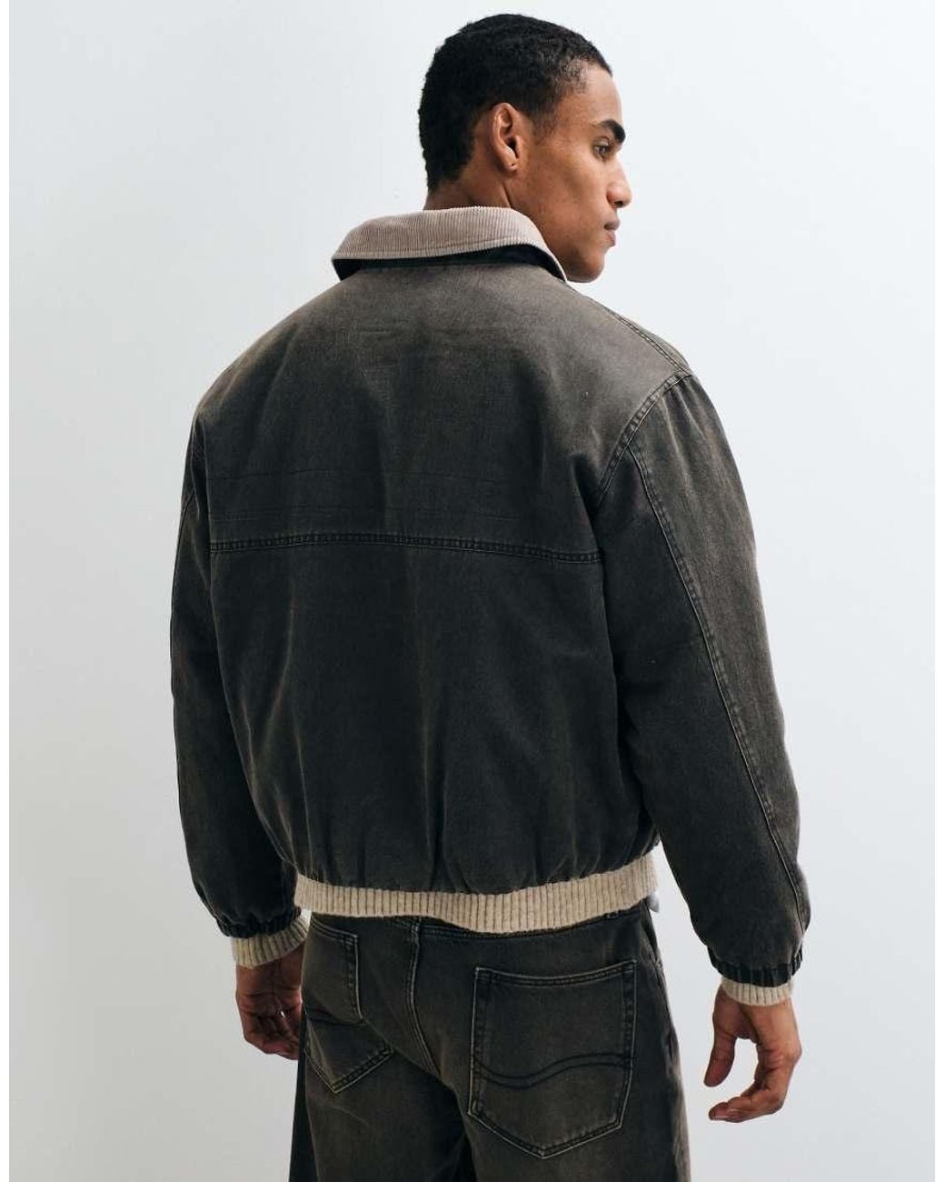 Cotton On Gray Waxed Harrington Jacket for men