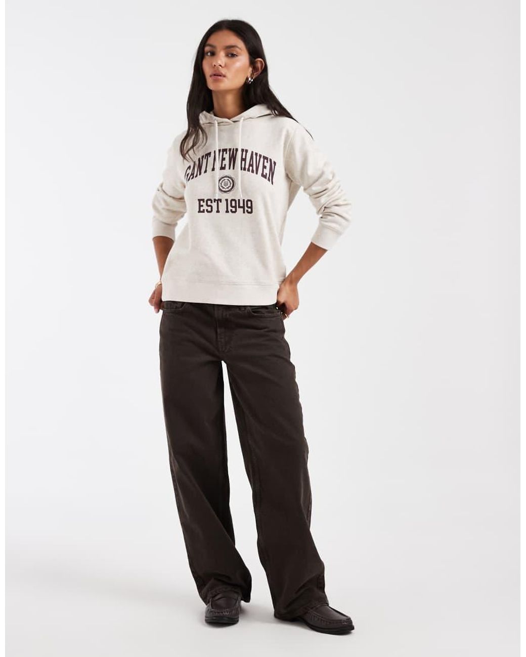 Gant White Collegiate Logo Hoodie