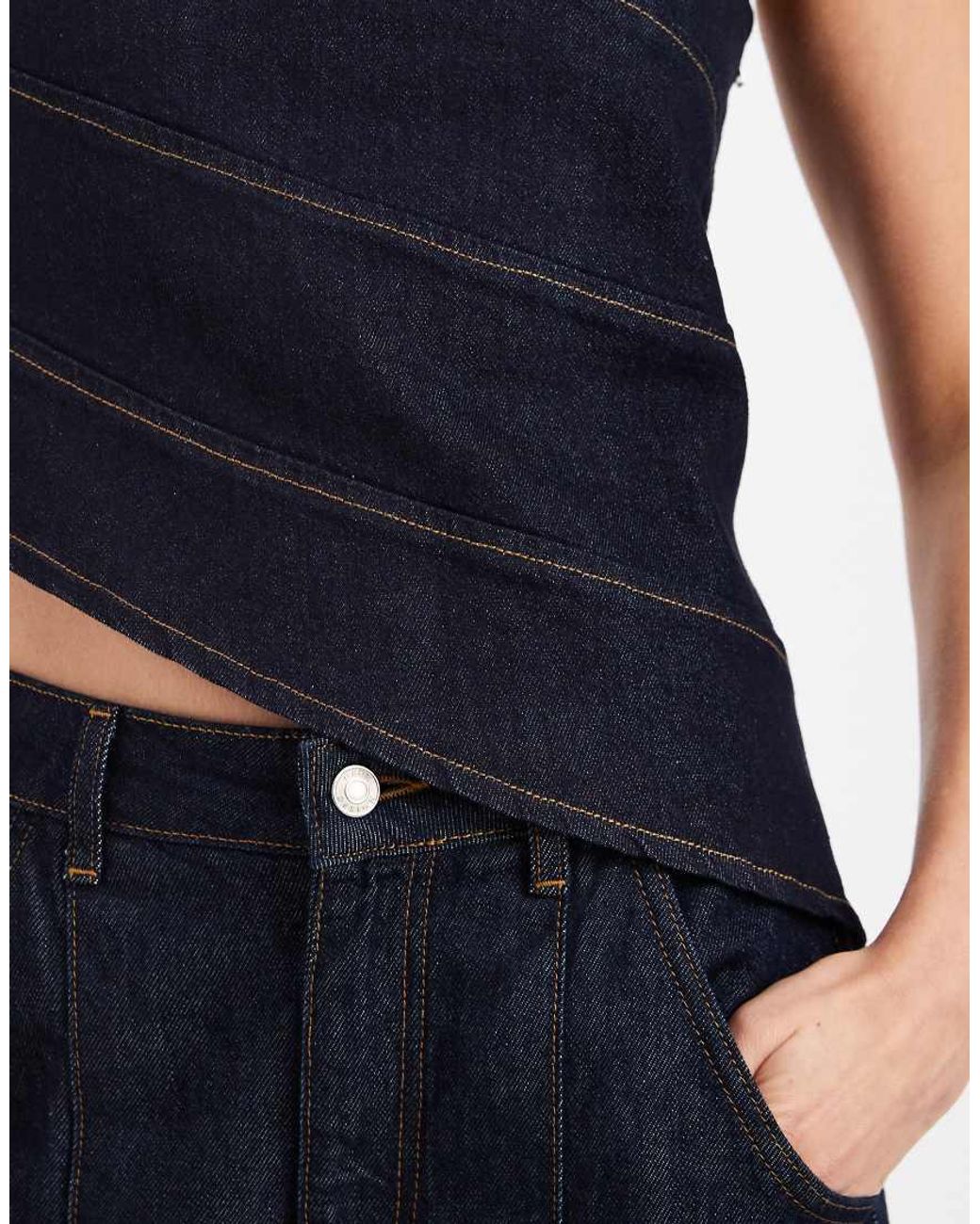 ASOS Black Denim Asymmetrical Seam Bandeau Top