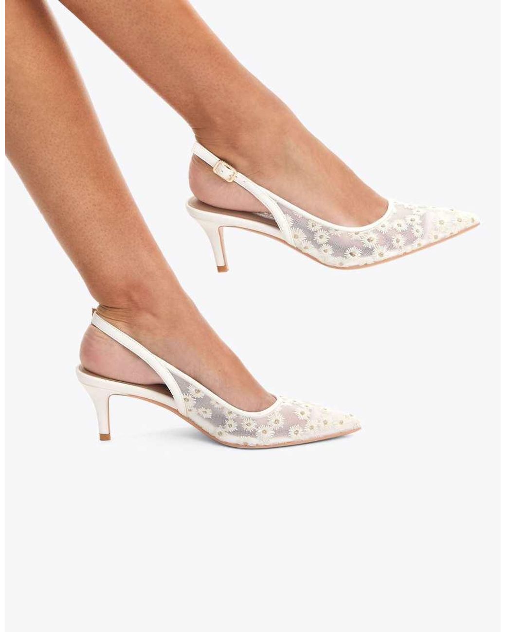 Carvela Kurt Geiger White Positano Sling Low Heeled Shoes