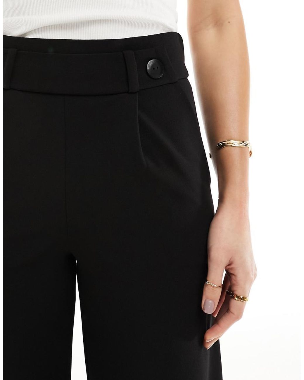 JDY Tall Black Button Detail Wide Leg Trouser