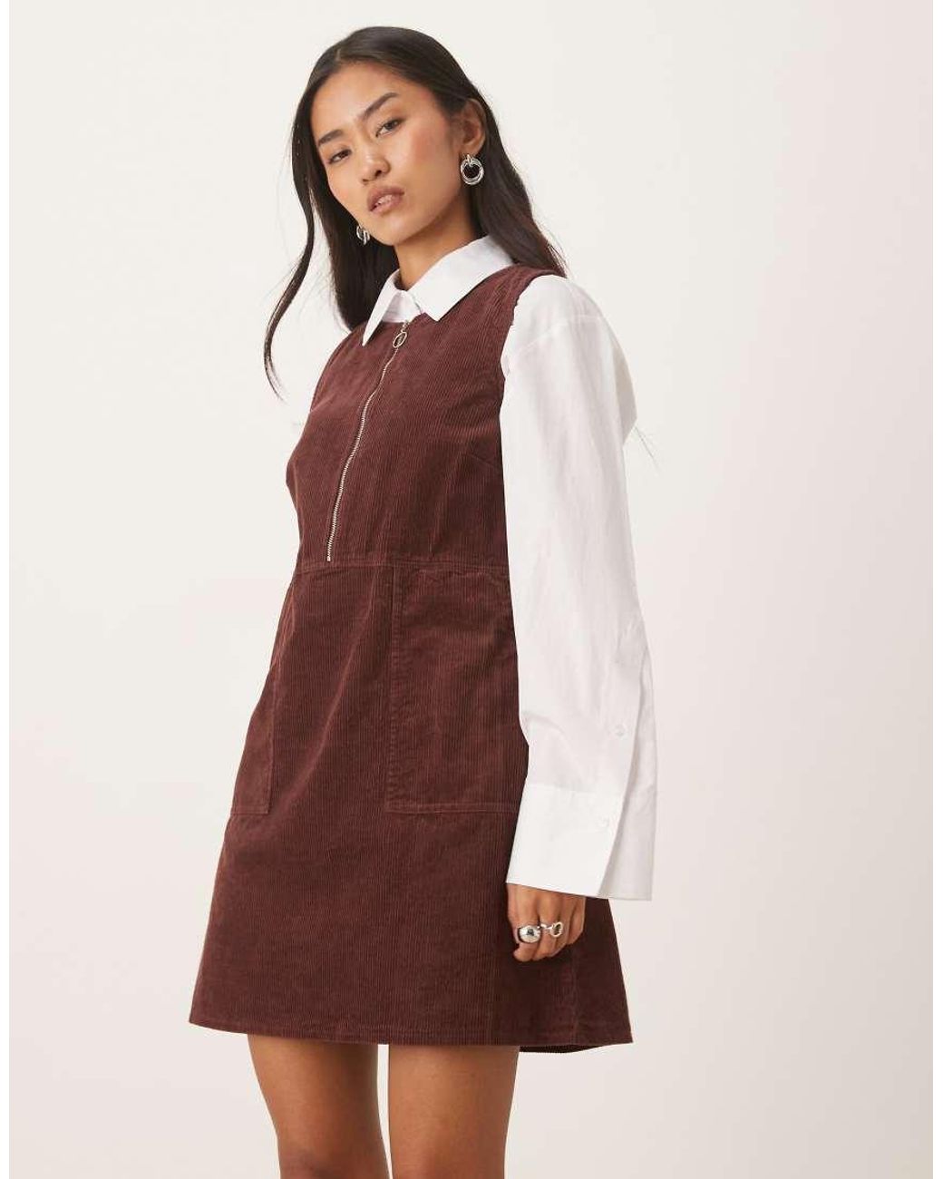 Nobody's Child Purple Homerton A-line Cord Pinafore Mini Dress